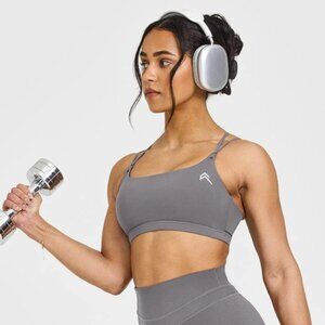 Oner Active Everyday Cross Over Removable pads Bra Sports Bra Ash Grey Small